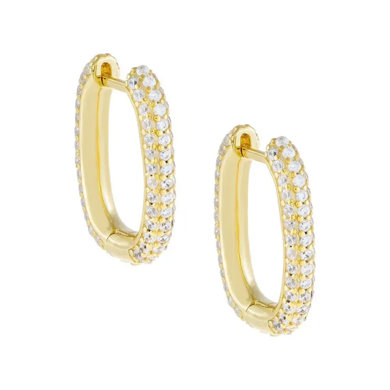 Pavé Oval Huggie Earring sold by Adina Eden's