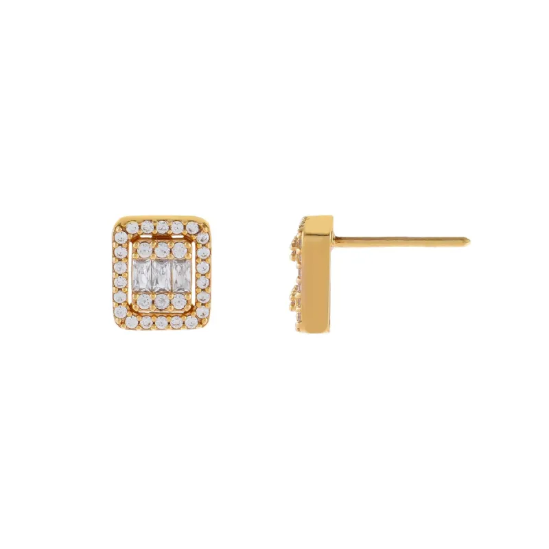 CZ Small Illusion Baguette Stud Earring 14K sold by Adina Eden's