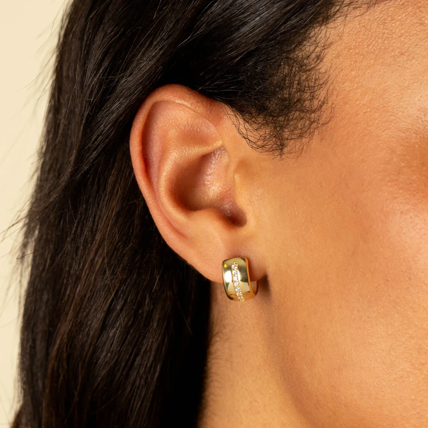 CZ X Solid Wide Huggie Earring sold by Adina Eden's product image thumbnail 2