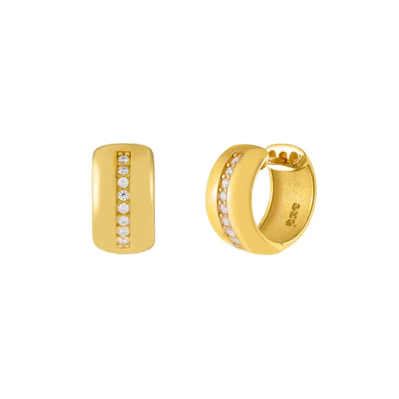 CZ X Solid Wide Huggie Earring sold by Adina Eden's
