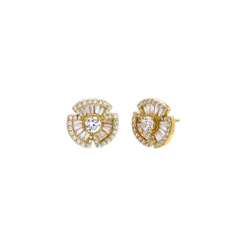 Pave X Baguette Flower Stud Earring sold by Adina Eden's