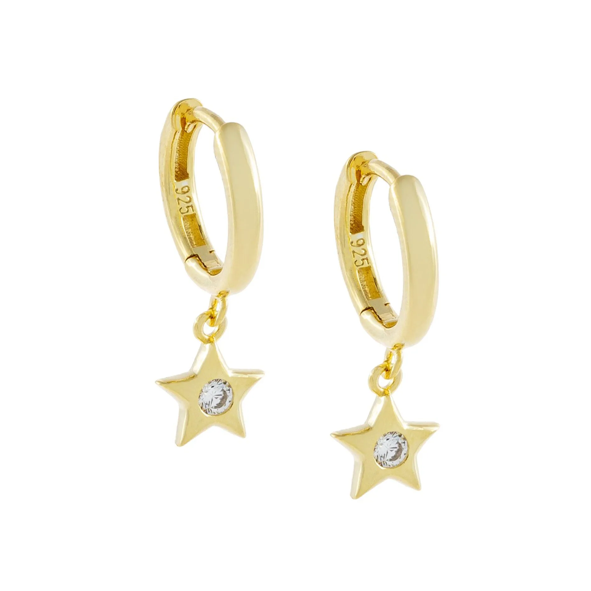 CZ Bezel Star Huggie Earring sold by Adina Eden's