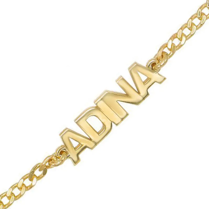 Mini Nameplate Bracelet 14K sold by Adina Eden's