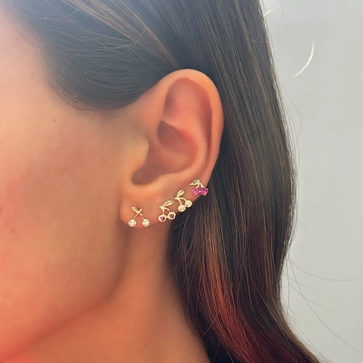 Solid Mini Cherry Stud Earring 14K sold by Adina Eden's product image thumbnail 2