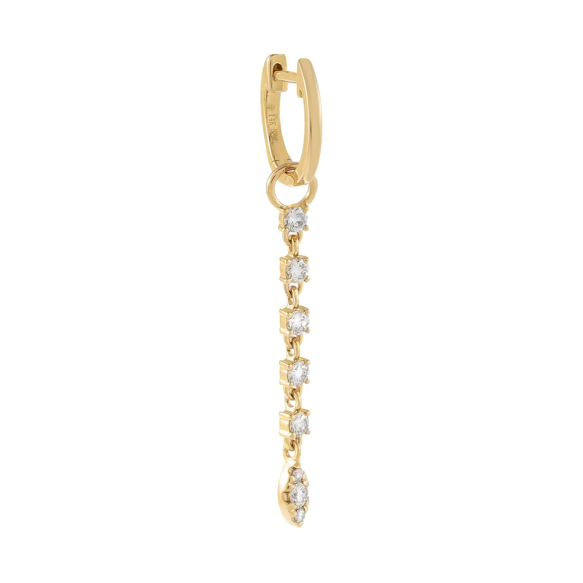 Diamond Teardrop Drop Huggie Earring 14K sold by Adina Eden's