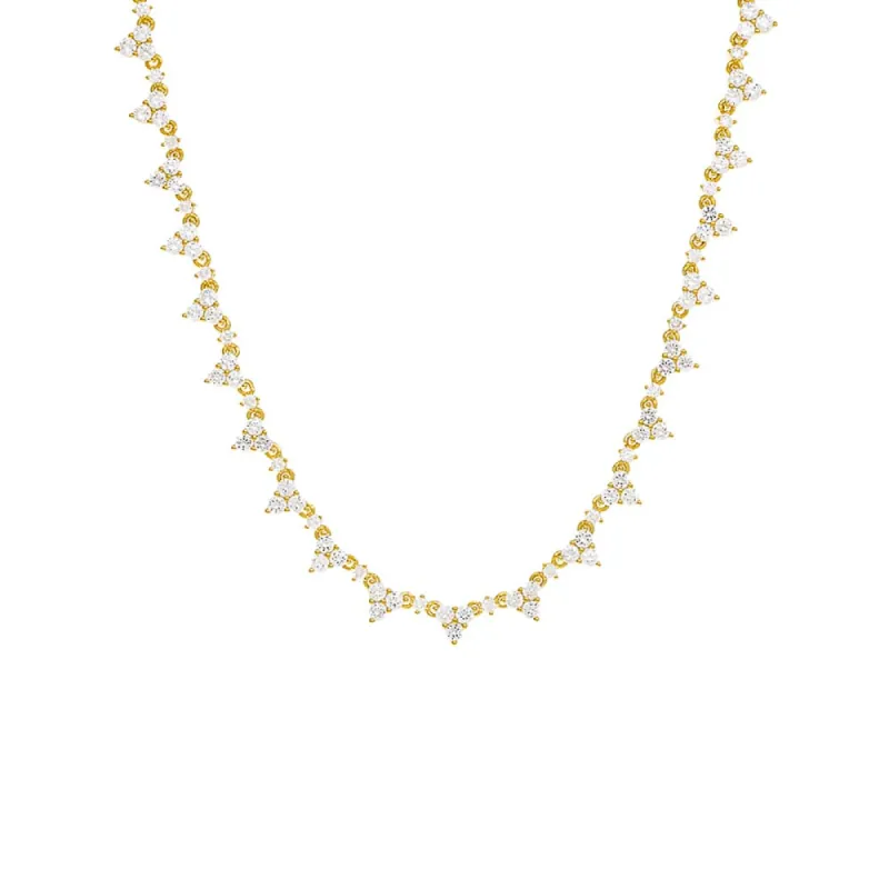 Multi Trio Cluster Tennis Necklace sold by Adina Eden's