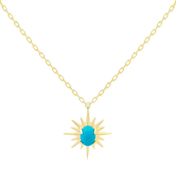 Turquoise Enamel Starburst Necklace sold by Adina Eden's