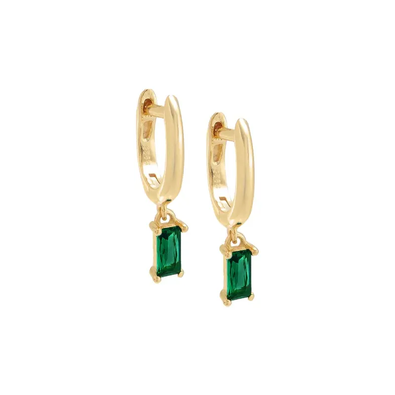 Colored Dangling Baguette Huggie Earring sold by Adina Eden's