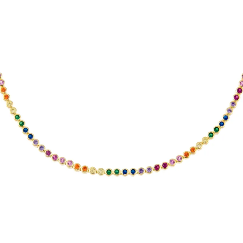 Thin Bezel Rainbow Tennis Choker sold by Adina Eden's