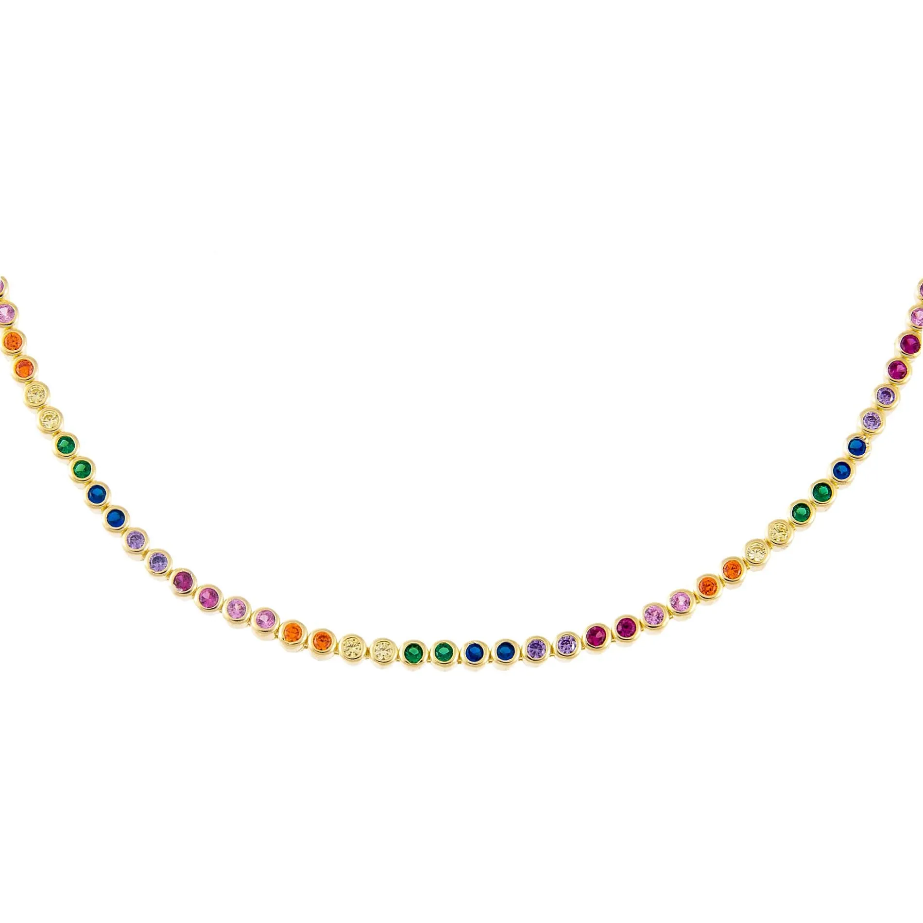 Thin Bezel Rainbow Tennis Choker sold by Adina Eden's