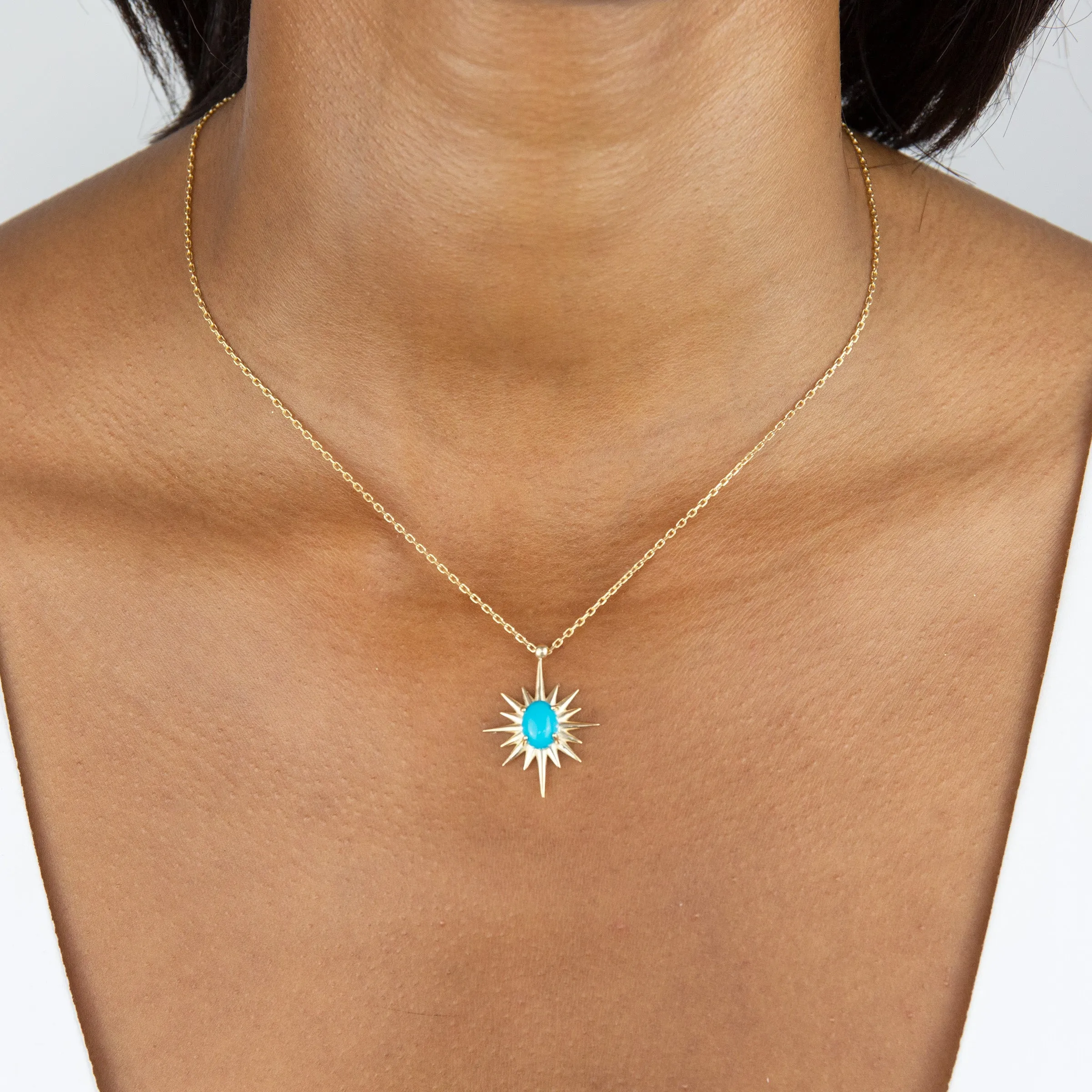 Turquoise Enamel Starburst Necklace sold by Adina Eden's product image thumbnail 2