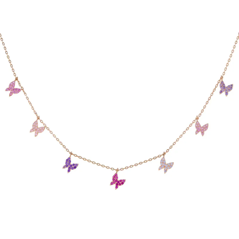 Pavé Pastel Butterflies Necklace sold by Adina Eden's