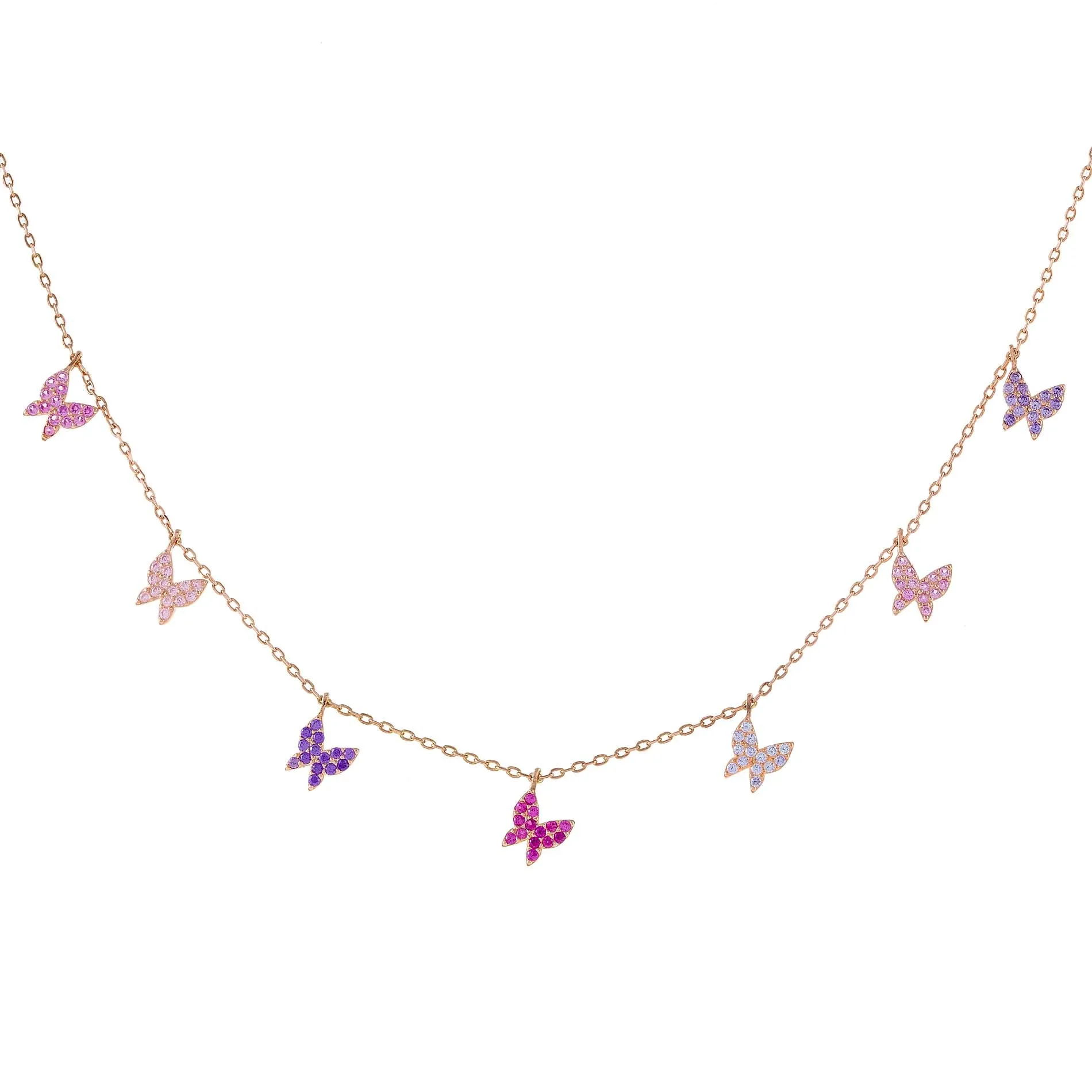 Pavé Pastel Butterflies Necklace sold by Adina Eden's