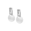 Diamond X Pearl Huggie Earring 14K sold by Adina Eden's