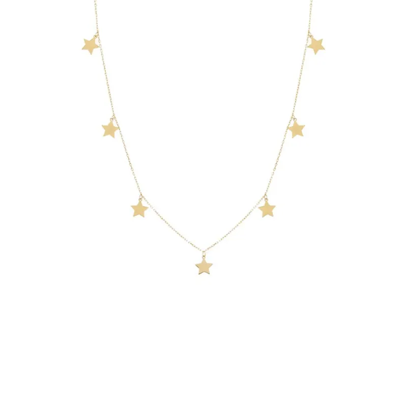 Solid Mini Dangling Stars Necklace 14K sold by Adina Eden's