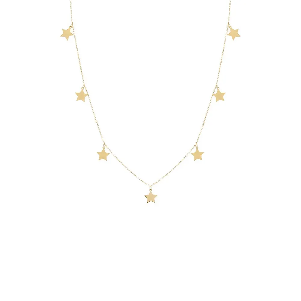 Solid Mini Dangling Stars Necklace 14K sold by Adina Eden's