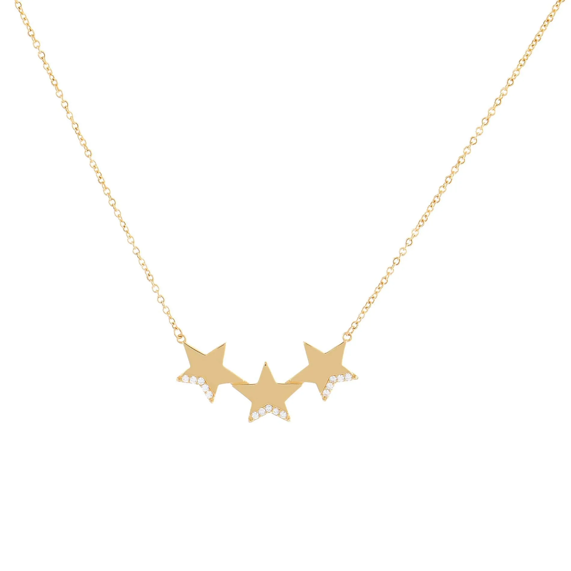 CZ Triple Star Necklace 14K sold by Adina Eden's