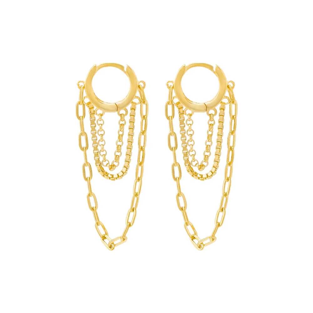 Multi Chain Drop Huggie Earring sold by Adina Eden's