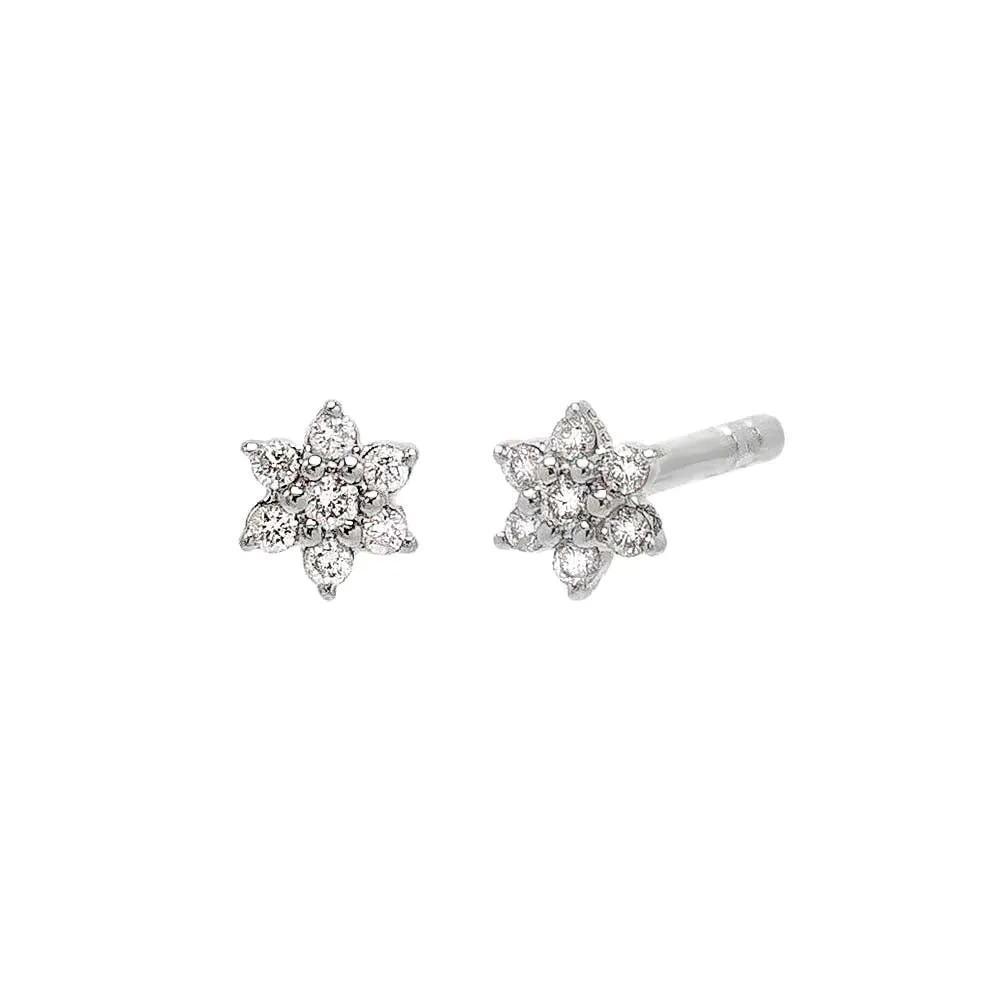 Diamond Mini Flower Stud Earring 14K sold by Adina Eden's product image thumbnail 3