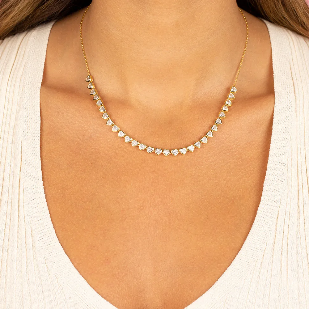 Colored Bezel Hearts Tennis Necklace sold by Adina Eden's product image thumbnail 4