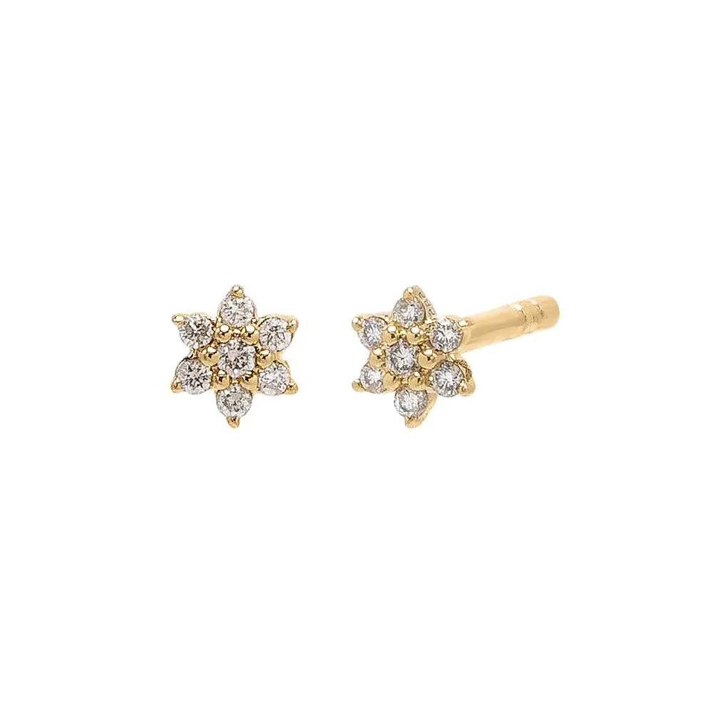 Diamond Mini Flower Stud Earring 14K sold by Adina Eden's