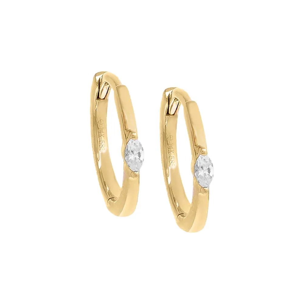 Diamond Marquise Huggie Earring 14K sold by Adina Eden's