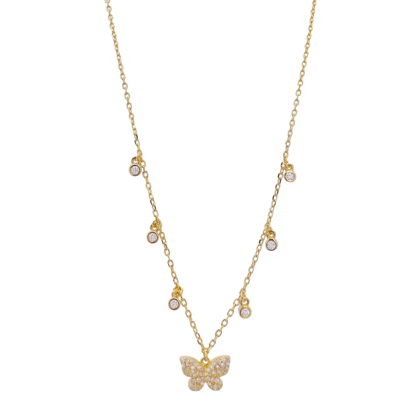 CZ Bezel Butterfly Necklace sold by Adina Eden's