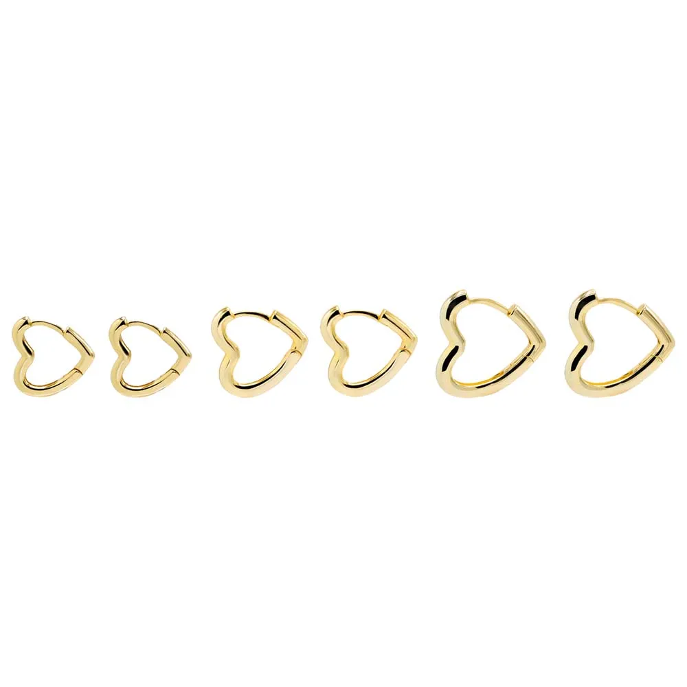 Triple Open Solid Heart Huggie Earring Combo Set sold by Adina Eden's