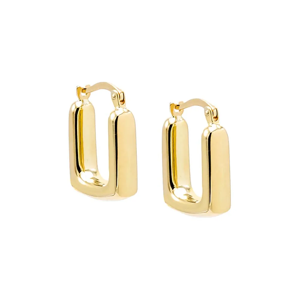 Solid Elongated Square Hoop Earring 14K sold by Adina Eden's