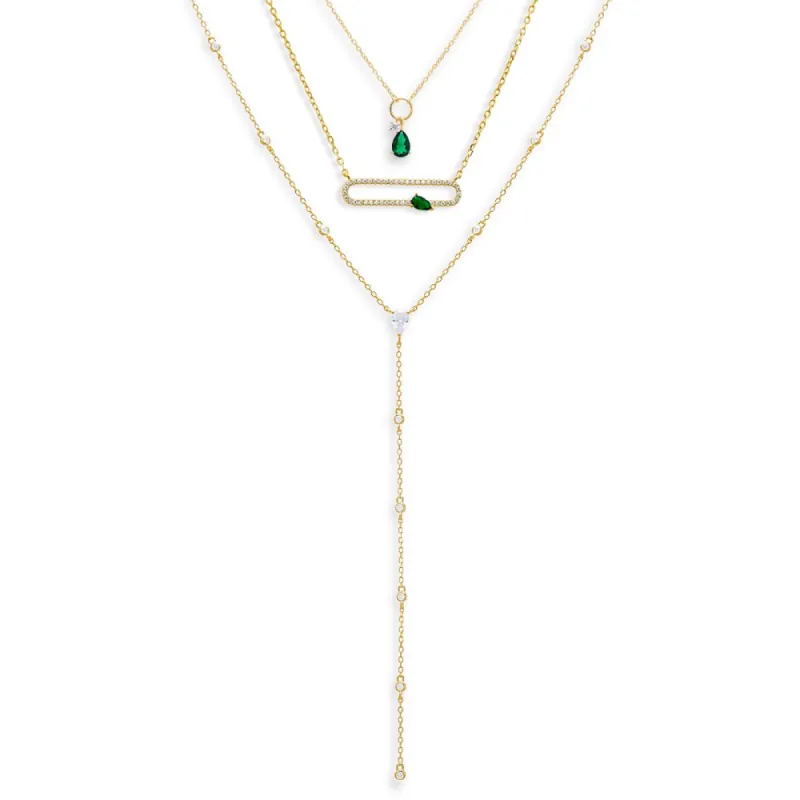 Emerald Teardrop Necklace Combo Set sold by Adina Eden's