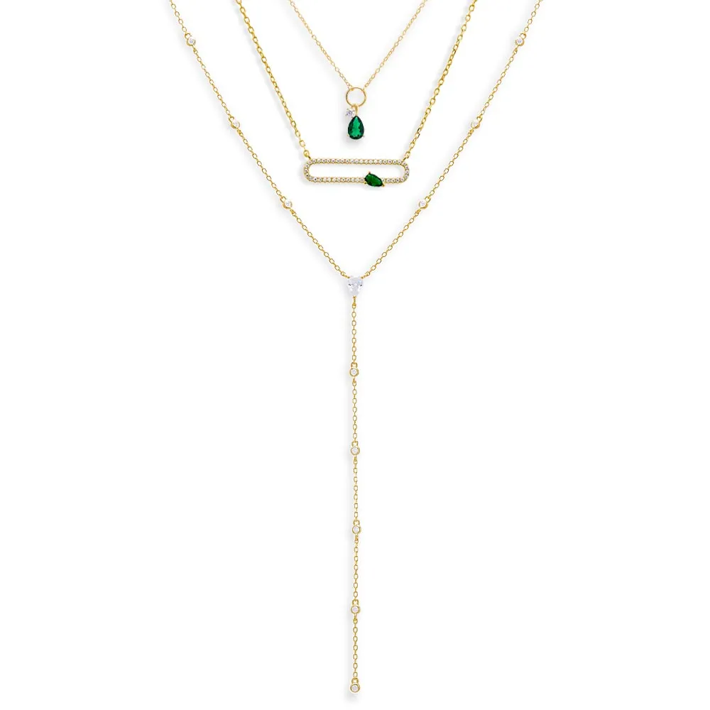 Emerald Teardrop Necklace Combo Set sold by Adina Eden's