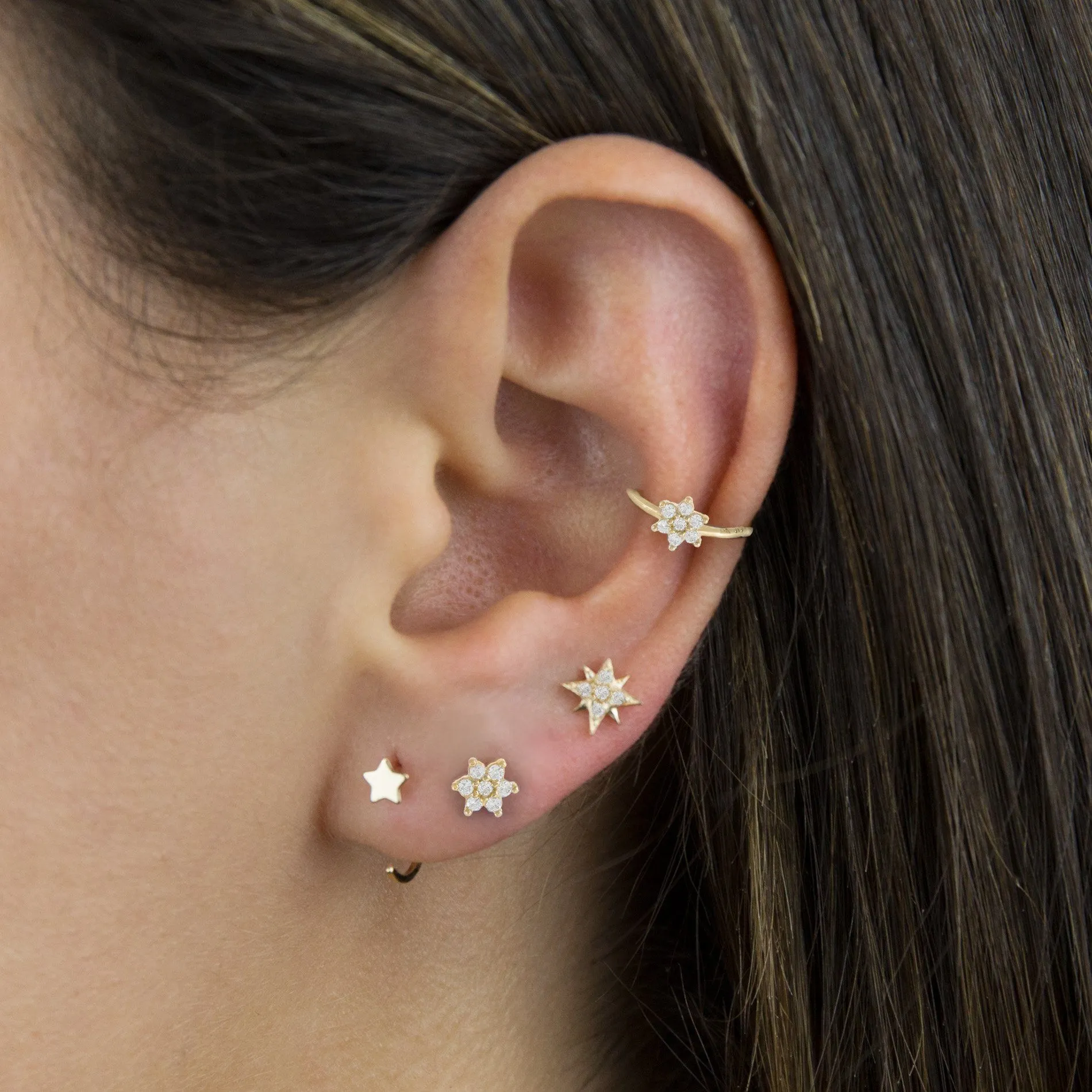 CZ Flower Threader/Ear Cuff 14K sold by Adina Eden's product image thumbnail 2