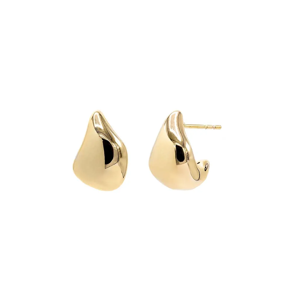 Solid Puffy Teardrop Curved Stud Earring 14K sold by Adina Eden's