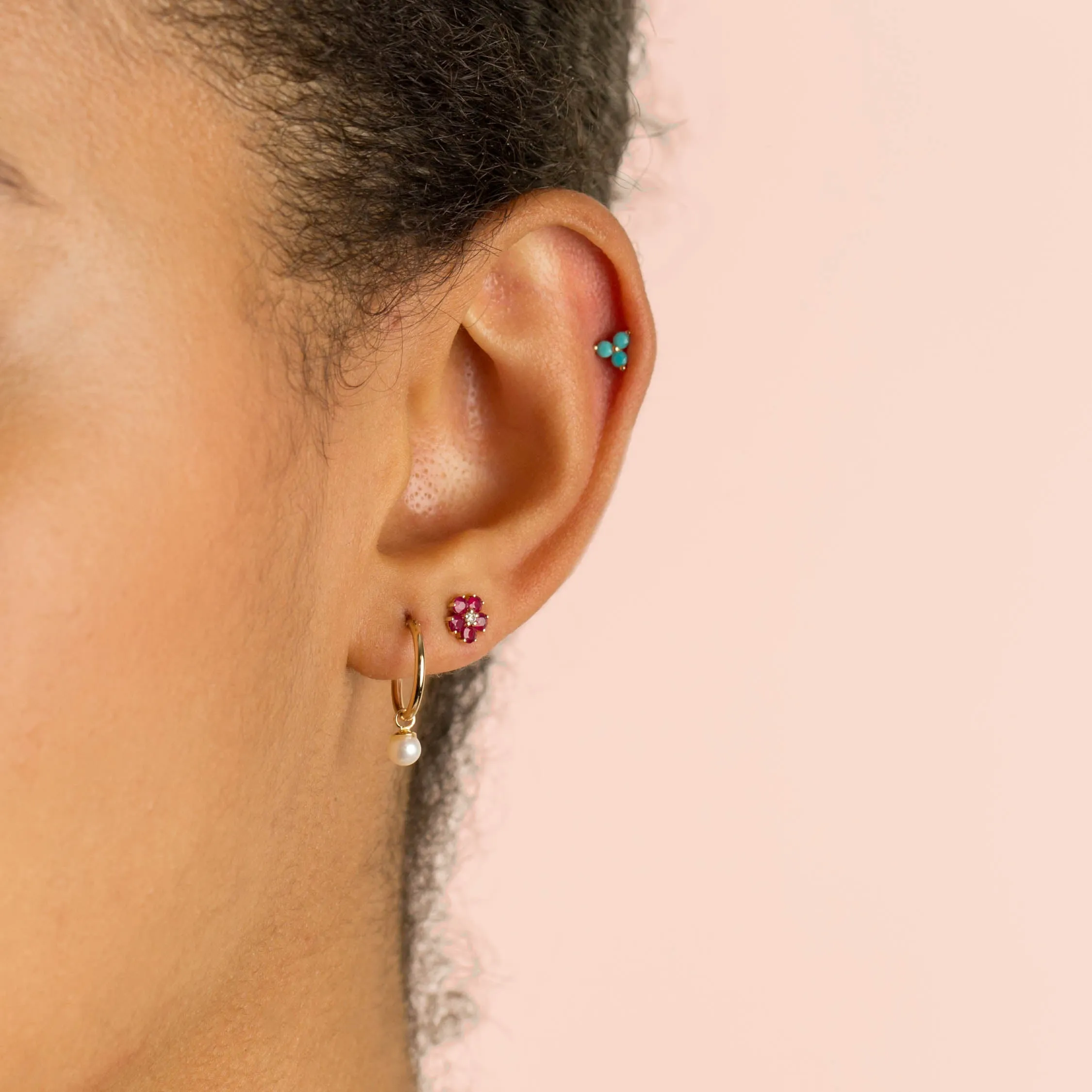 Turquoise Cluster Stud Earring 14K sold by Adina Eden's product image thumbnail 2