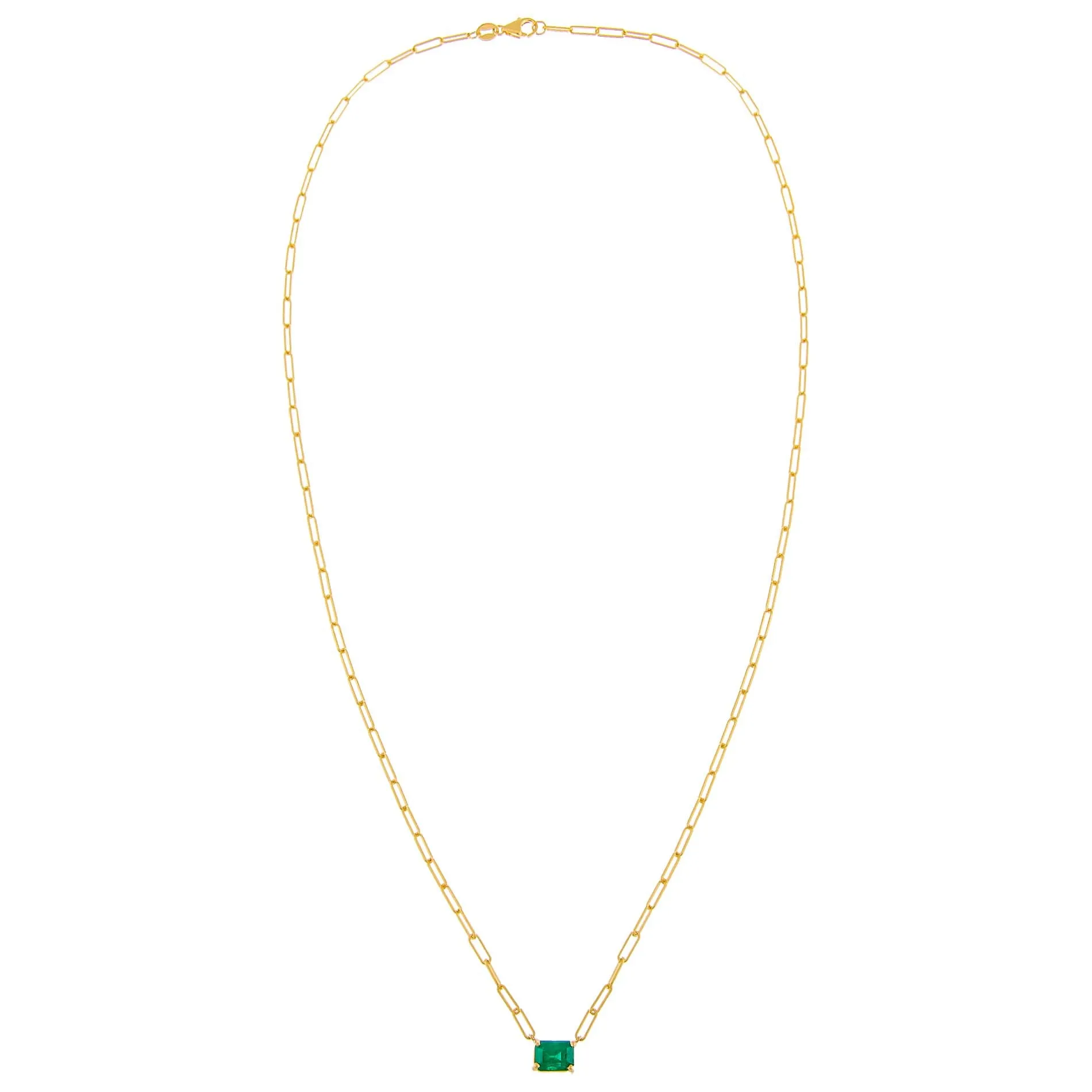 Diamond Emerald Link Necklace 14K sold by Adina Eden's product image thumbnail 3
