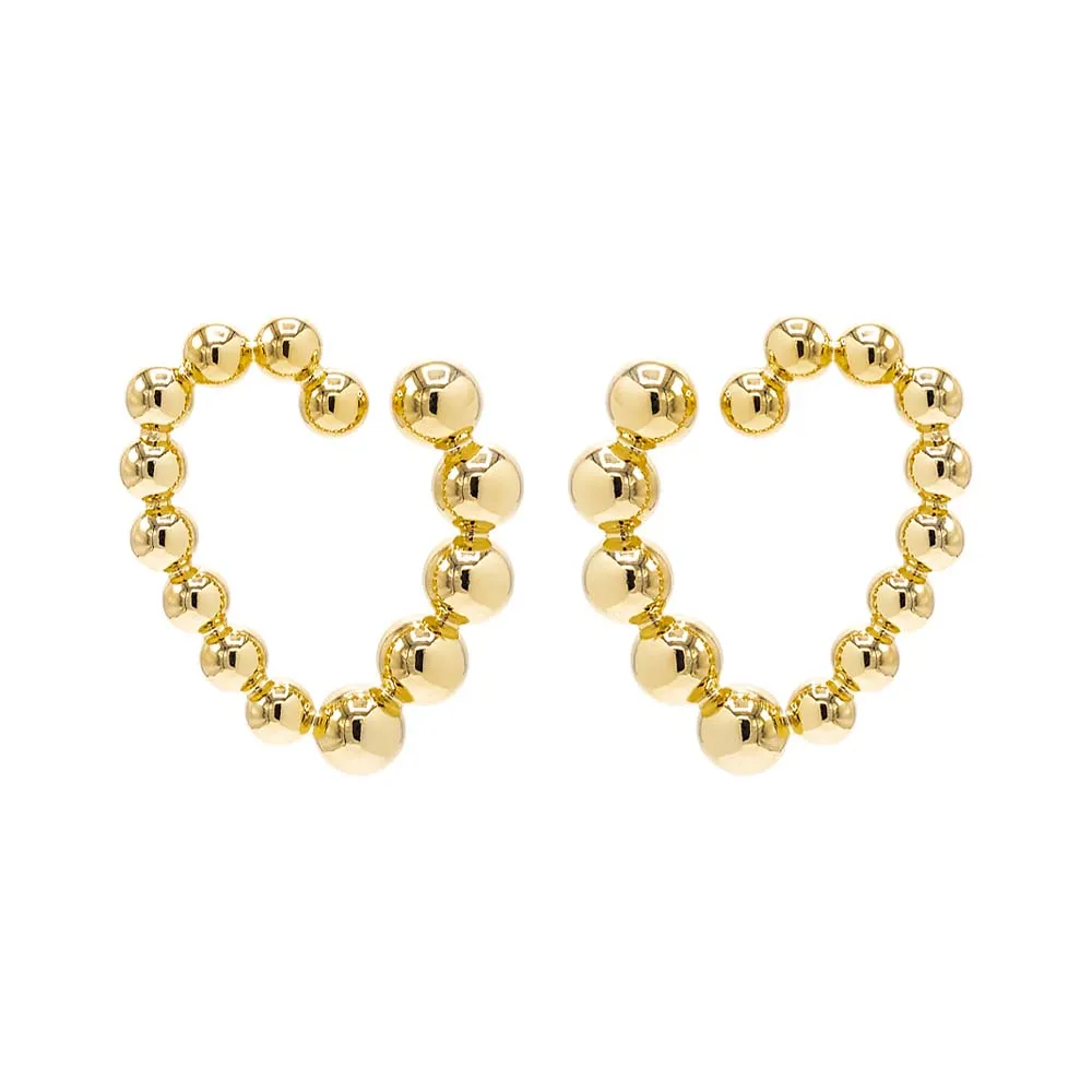 Beaded Open Heart On the Ear Stud Earring sold by Adina Eden's product image thumbnail 3