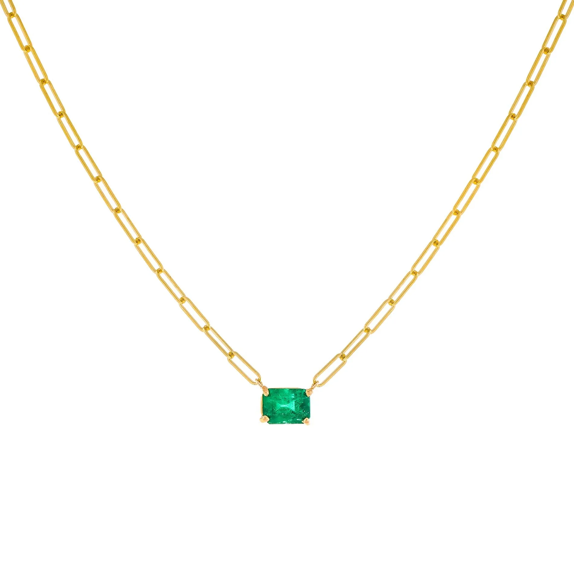 Diamond Emerald Link Necklace 14K sold by Adina Eden's