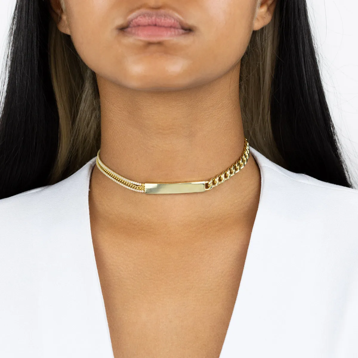 Tennis X Cuban Chain Bar Choker sold by Adina Eden's product image thumbnail 2