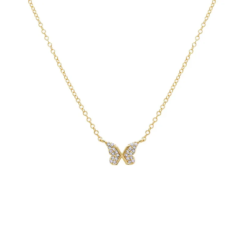 CZ Pave Butterfly Pendant Necklace sold by Adina Eden's