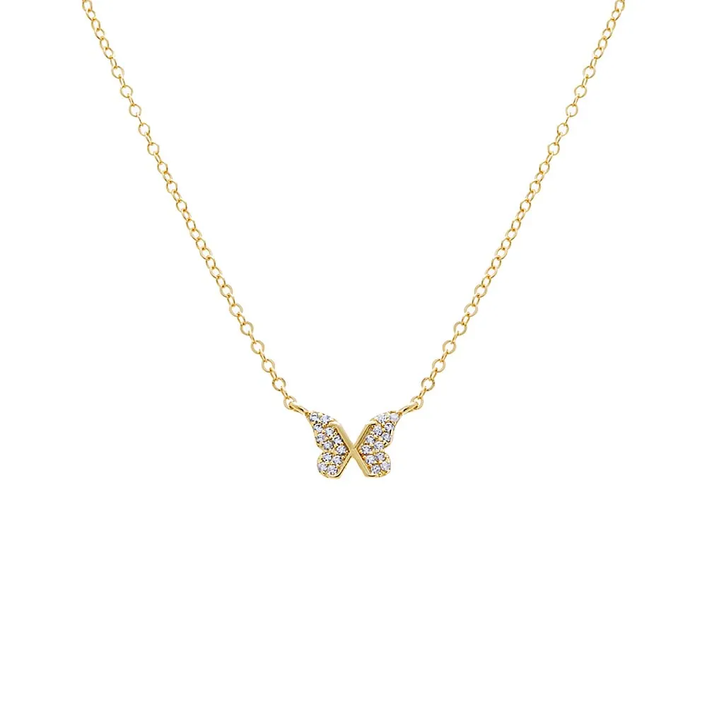 CZ Pave Butterfly Pendant Necklace sold by Adina Eden's