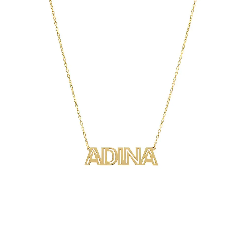 Solid Cutout Uppercase Nameplate Necklace sold by Adina Eden's
