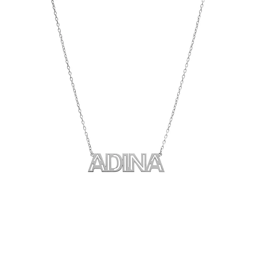Solid Cutout Uppercase Nameplate Necklace sold by Adina Eden's product image thumbnail 3