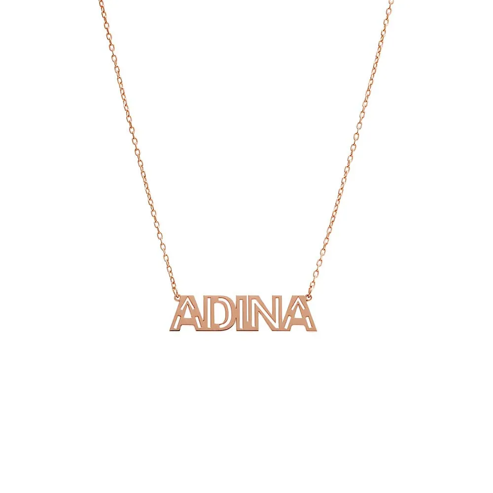Solid Cutout Uppercase Nameplate Necklace sold by Adina Eden's product image thumbnail 4