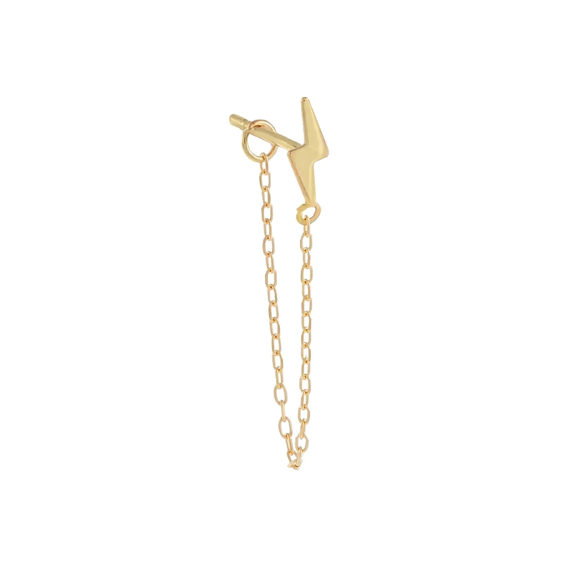 Solid Lightning Chain Stud Earring 14K sold by Adina Eden's