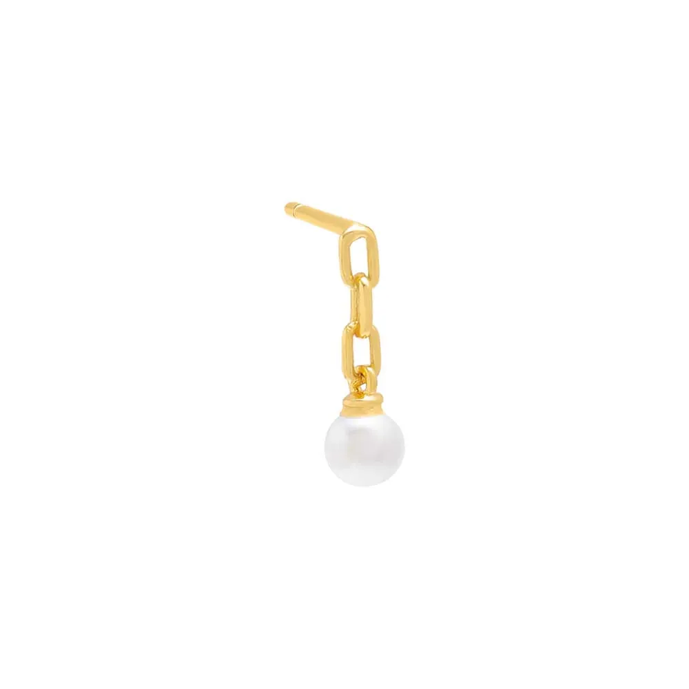 Tiny Link Pearl Drop Stud Earring sold by Adina Eden's product image thumbnail 3