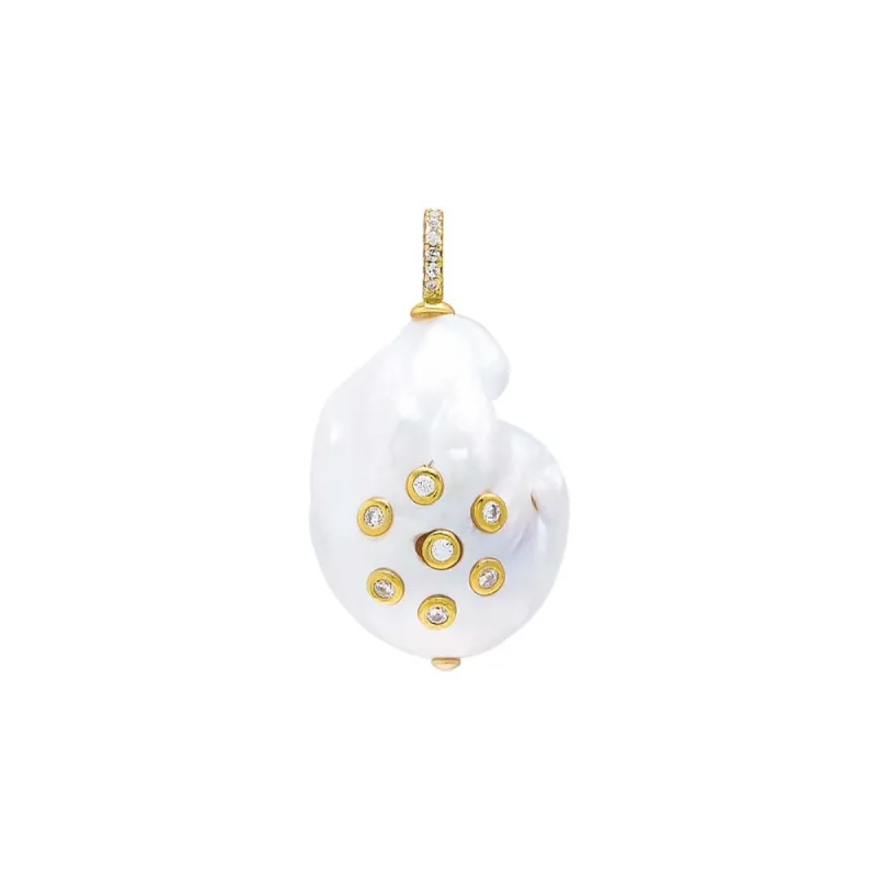 Multi CZ Bezel Pearl Necklace Charm sold by Adina Eden's