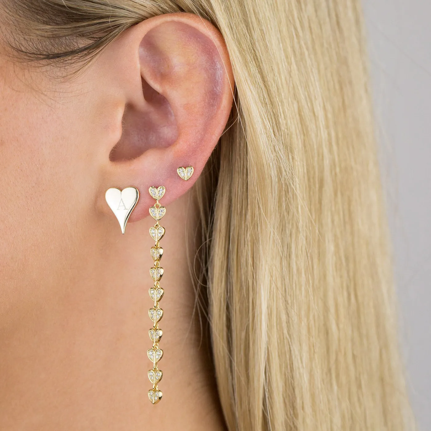 Engraved Heart Stud Earring sold by Adina Eden's product image thumbnail 2