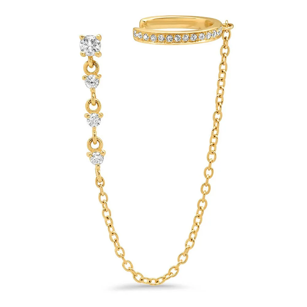 CZ Stud Chain X Pavé Ear Cuff sold by Adina Eden's