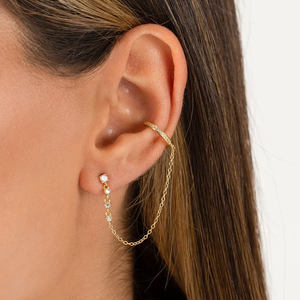 CZ Stud Chain X Pavé Ear Cuff sold by Adina Eden's product image thumbnail 2