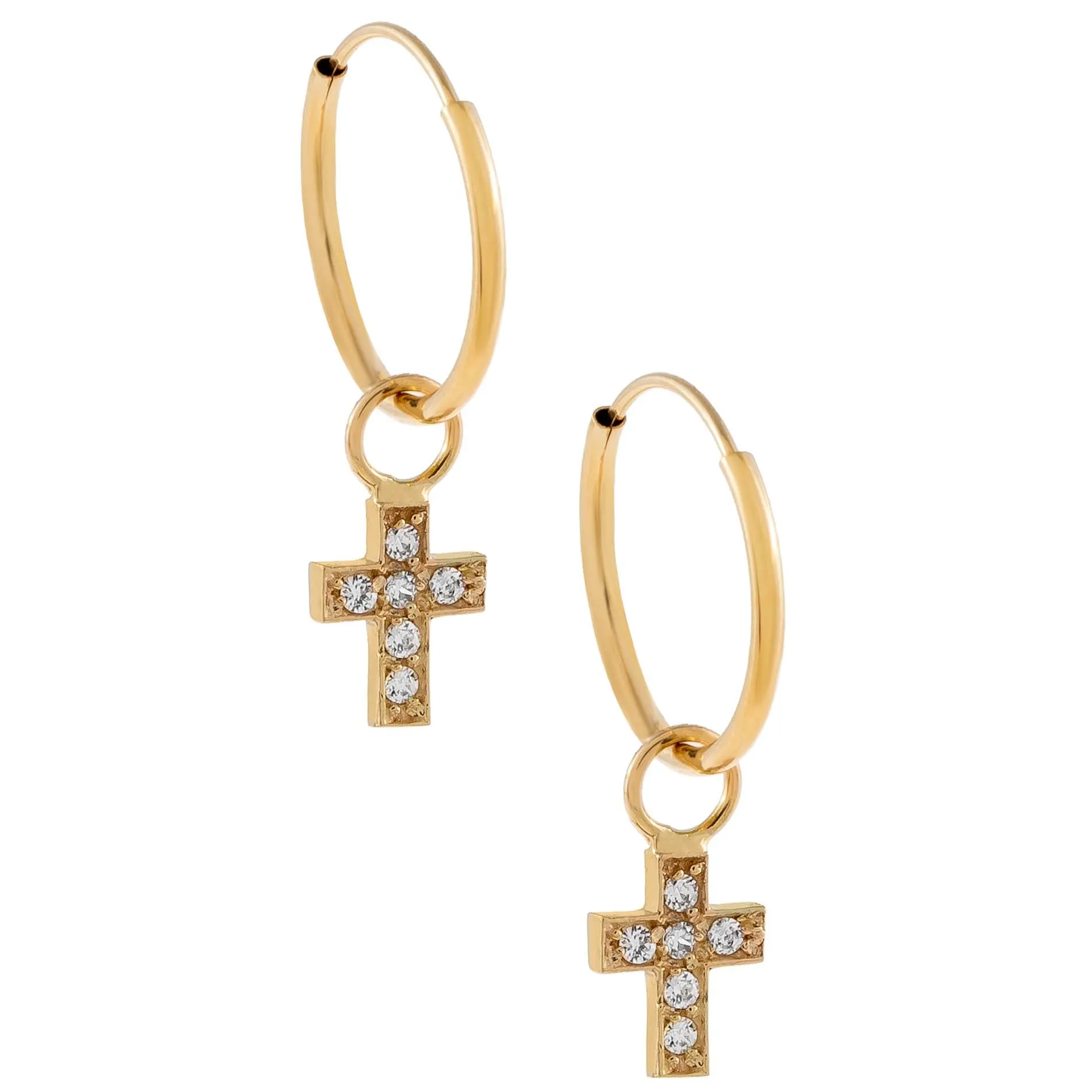 CZ Cross Endless Hoop Earring 14K sold by Adina Eden's
